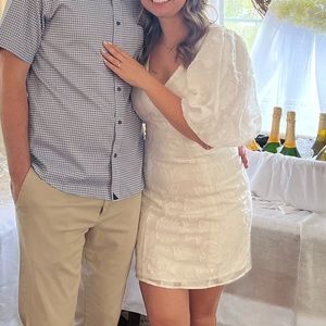 Puff sleeve embroidered mini dress